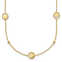 14k Polished Heart in Circle with D/C Beads 16.75in Necklace-SF3283-16.75
