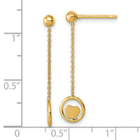14k Polished Heart in Circle Dangle Post Earrings-SF3283E