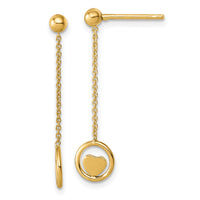 14k Polished Heart in Circle Dangle Post Earrings-SF3283E