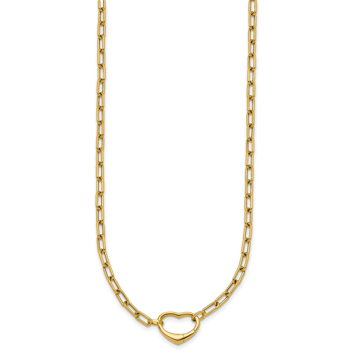 14k Polished Oval Link w/ Heart Clasp able to Convert to Bracelet Necklace-SF3284-18.5