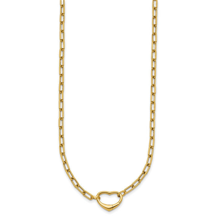 14k Polished Oval Link w/ Heart Clasp able to Convert to Bracelet Necklace-SF3284-18.5