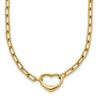 14k Polished Oval Link w/ Heart Clasp able to Convert to Bracelet Necklace-SF3284-18.5