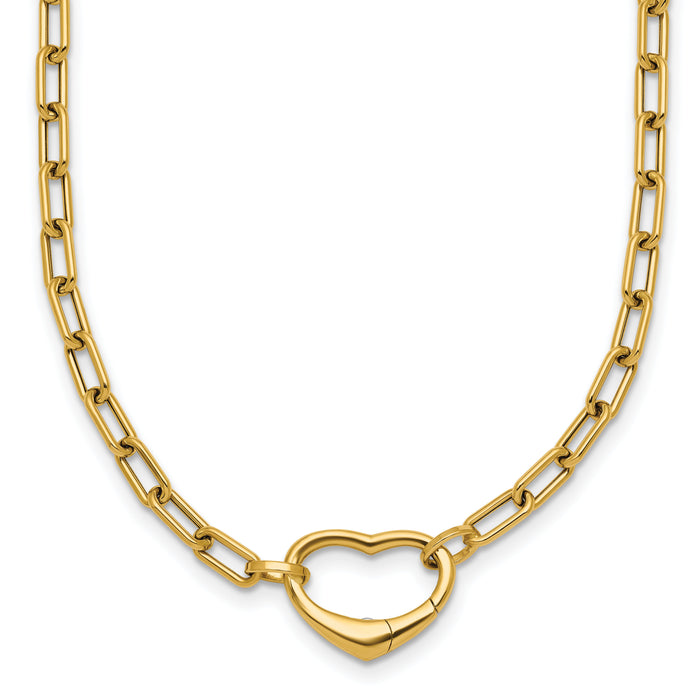 14k Polished Oval Link w/ Heart Clasp able to Convert to Bracelet Necklace-SF3284-18.5