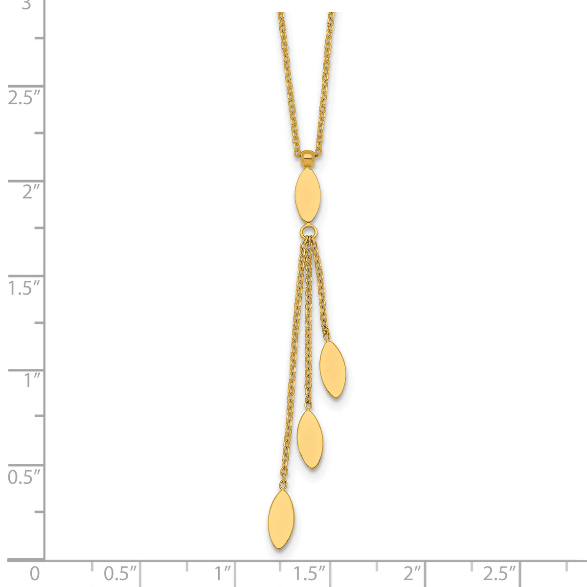 14k Polished Oval Dangle W/2in Ext Necklace-SF3286-16