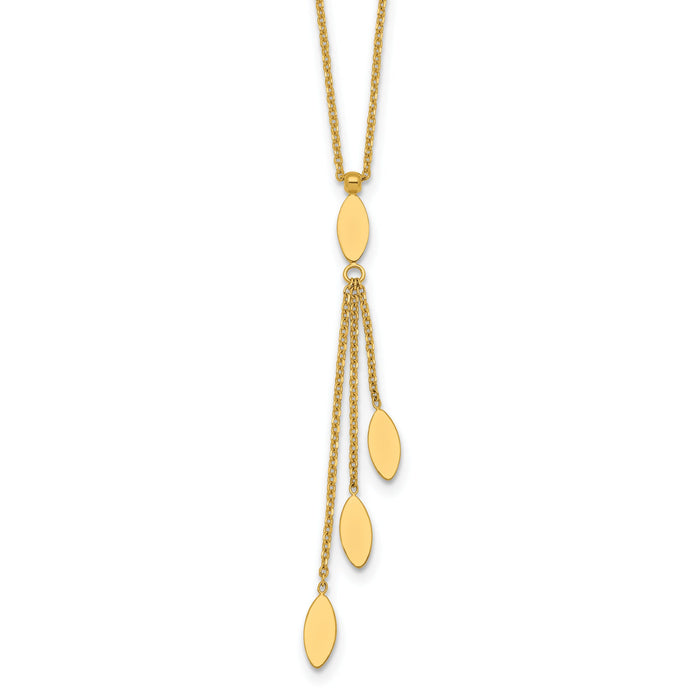 14k Polished Oval Dangle W/2in Ext Necklace-SF3286-16