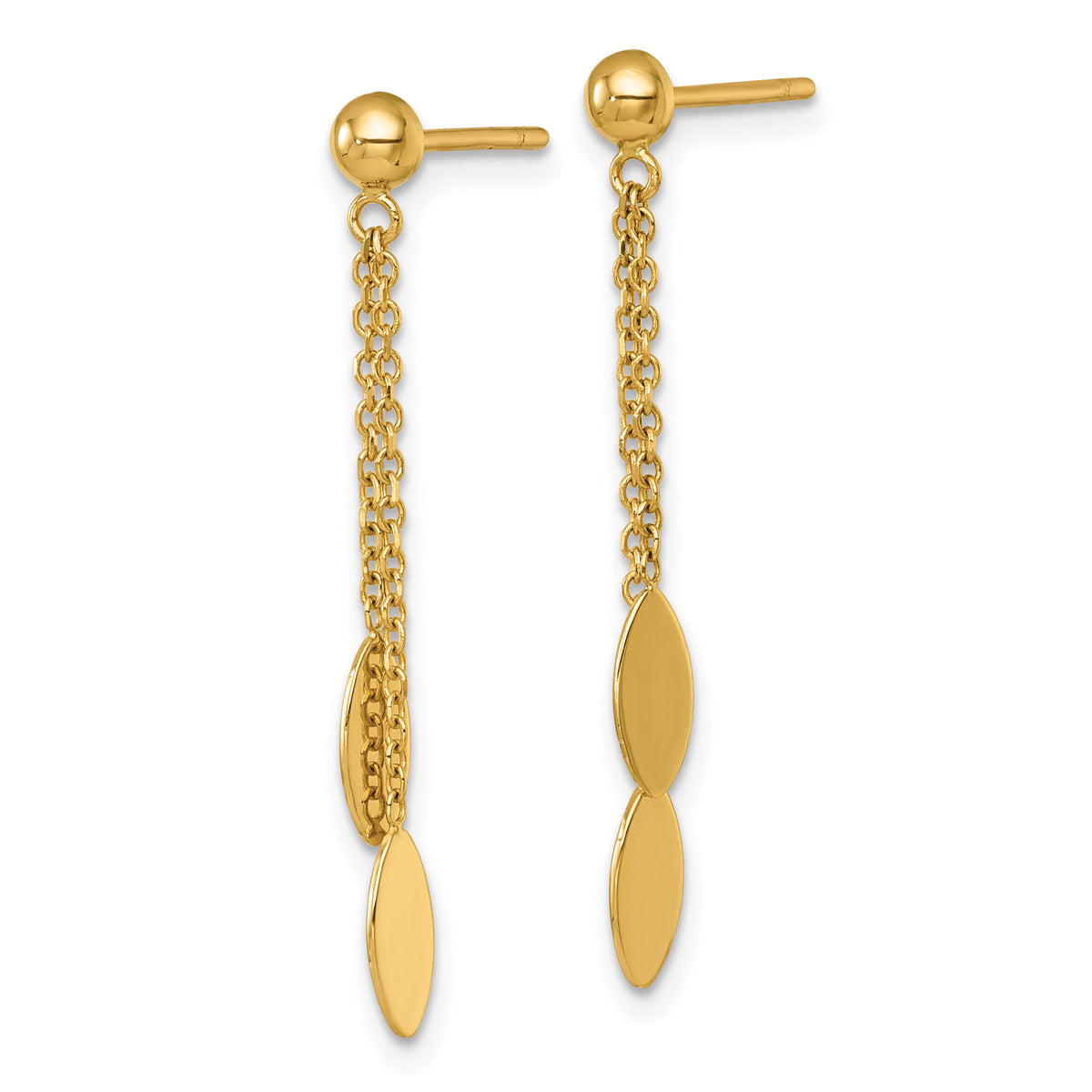 14k Polished Oval Dangle Post Earrings-SF3286E