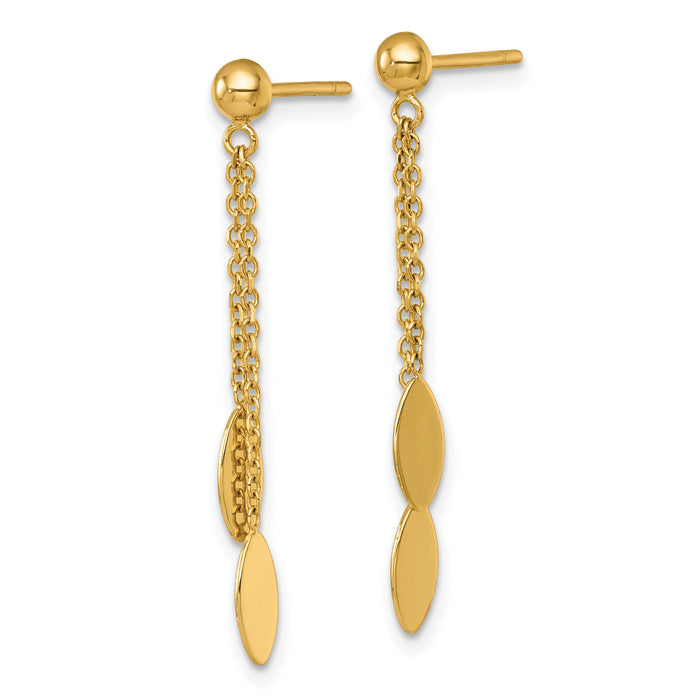 14k Polished Oval Dangle Post Earrings-SF3286E