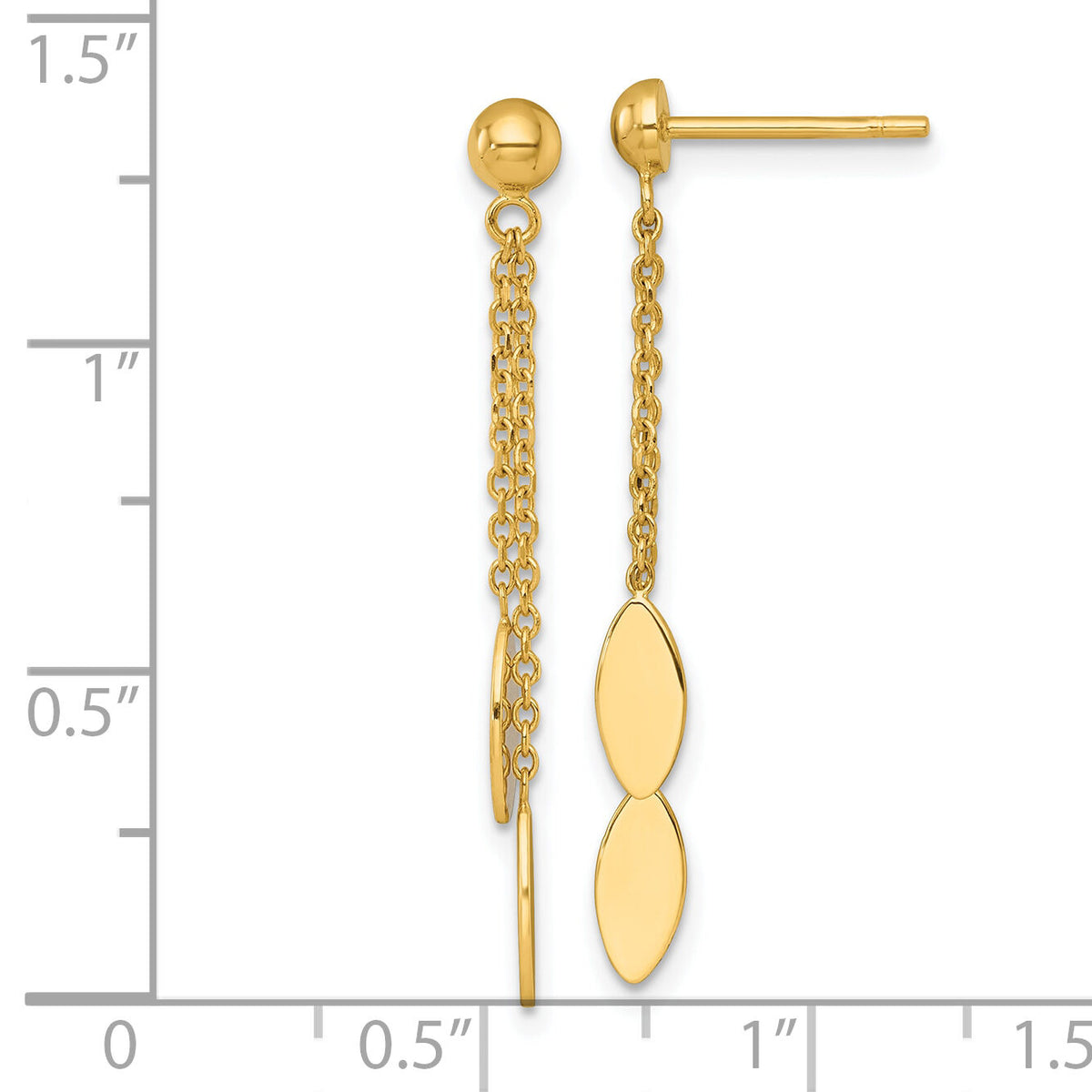 14k Polished Oval Dangle Post Earrings-SF3286E