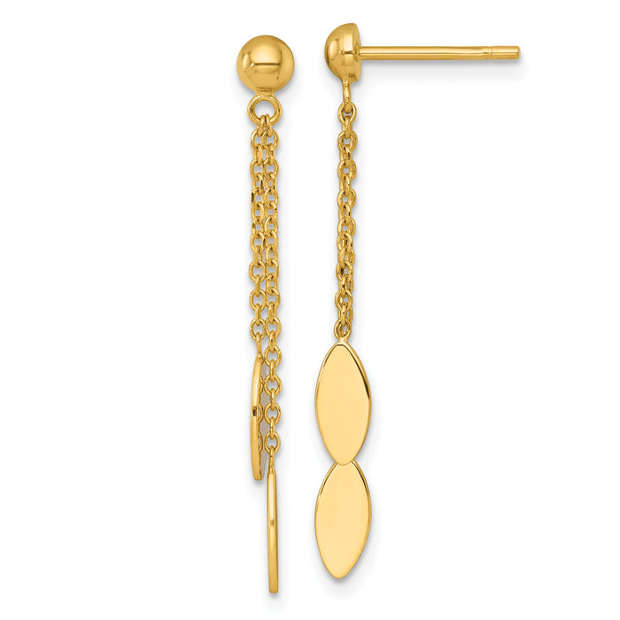 14k Polished Oval Dangle Post Earrings-SF3286E