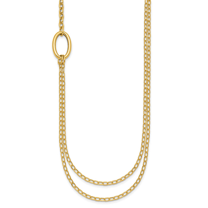 14k Polished Oval Double Strand Cable Chain 18in Necklace-SF3287-18