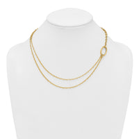 14k Polished Oval Double Strand Cable Chain 18in Necklace-SF3287-18