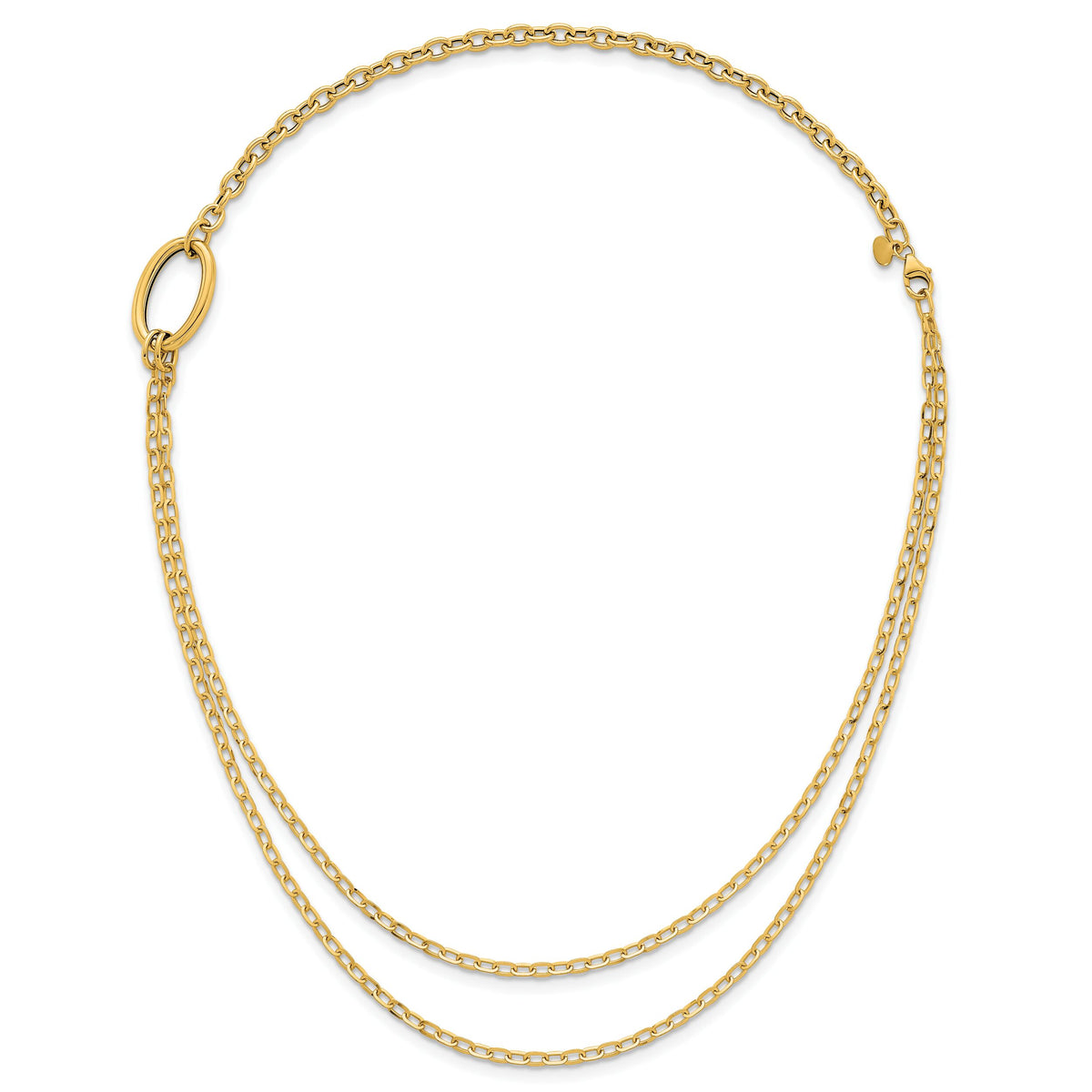 14k Polished Oval Double Strand Cable Chain 18in Necklace-SF3287-18