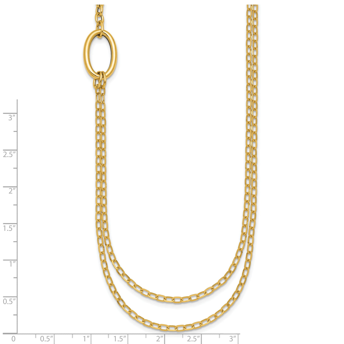 14k Polished Oval Double Strand Cable Chain 18in Necklace-SF3287-18