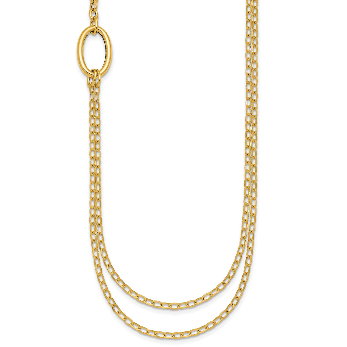 14k Polished Oval Double Strand Cable Chain 18in Necklace-SF3287-18