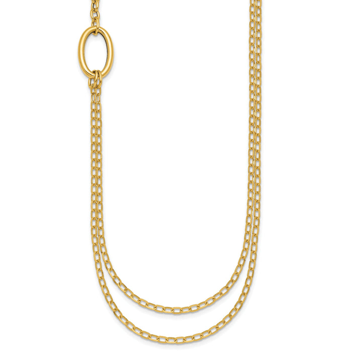 14k Polished Oval Double Strand Cable Chain 18in Necklace-SF3287-18