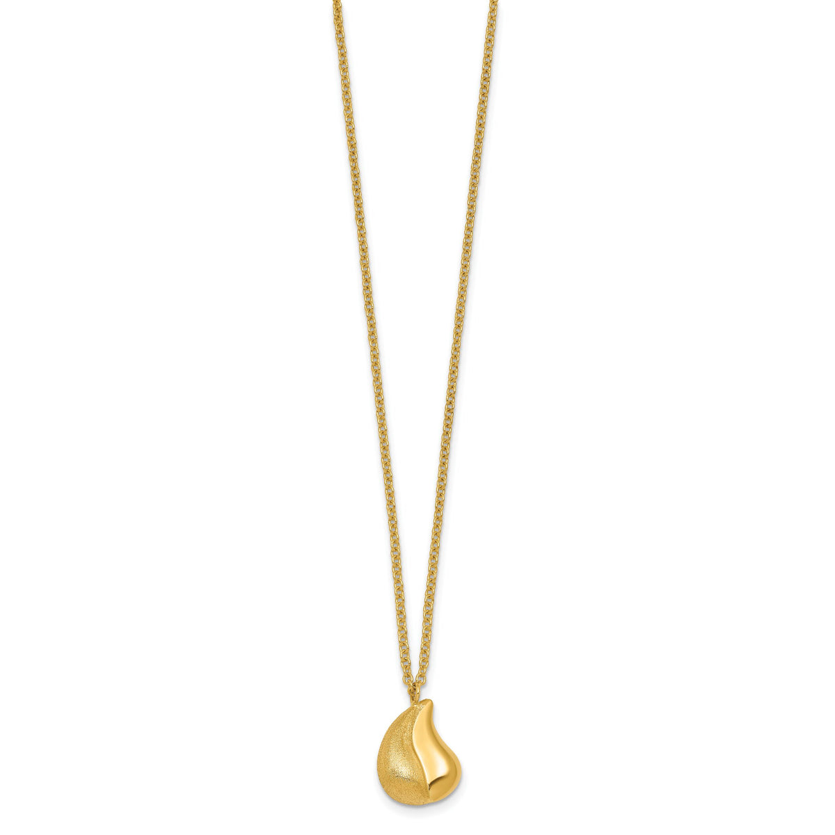 14k Polished And Brushed Curved Teardrop W/2in Ext Necklace-SF3288-16