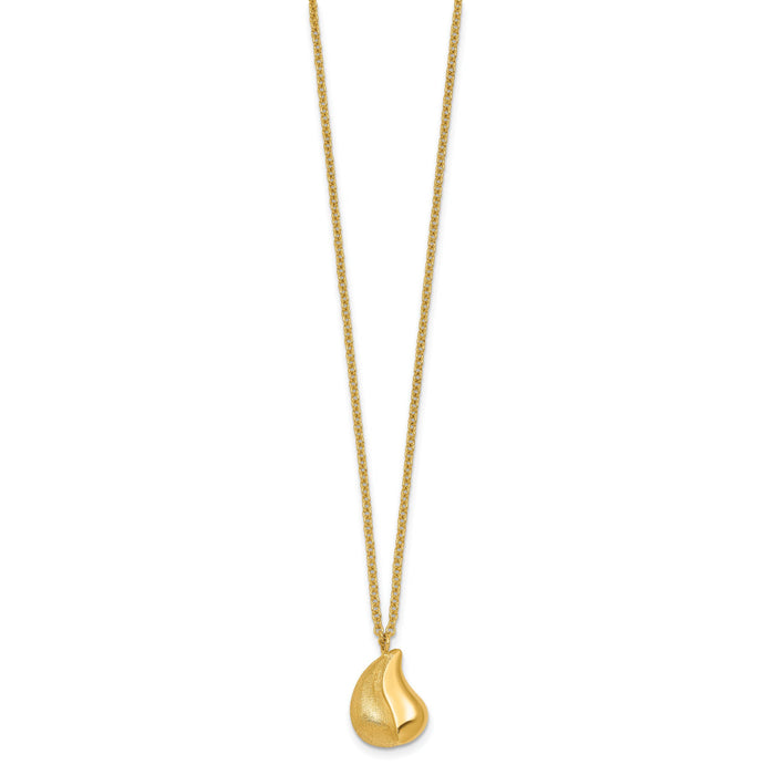 14k Polished And Brushed Curved Teardrop W/2in Ext Necklace-SF3288-16