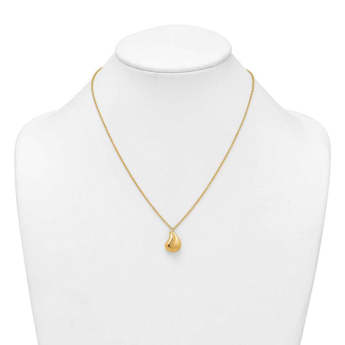 14k Polished And Brushed Curved Teardrop W/2in Ext Necklace-SF3288-16