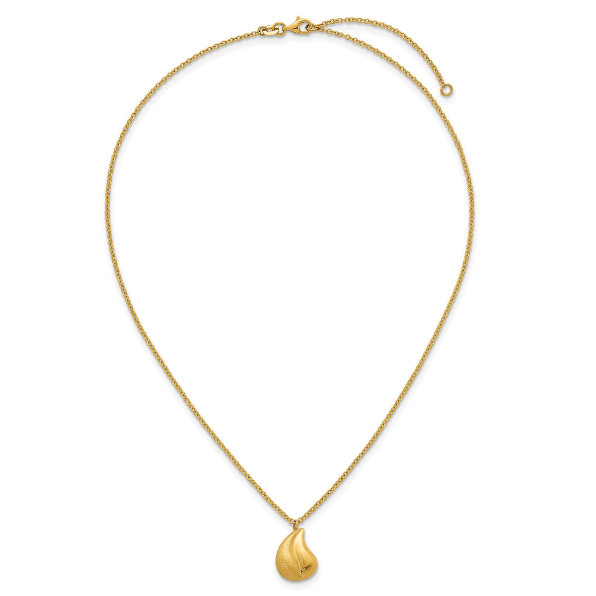 14k Polished And Brushed Curved Teardrop W/2in Ext Necklace-SF3288-16