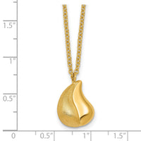 14k Polished And Brushed Curved Teardrop W/2in Ext Necklace-SF3288-16