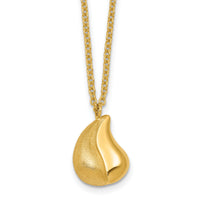 14k Polished And Brushed Curved Teardrop W/2in Ext Necklace-SF3288-16