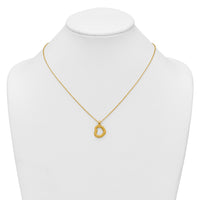 14K Polished Textured D/C Fancy Heart 16in w/2.25in Ext Necklace-SF3289-16