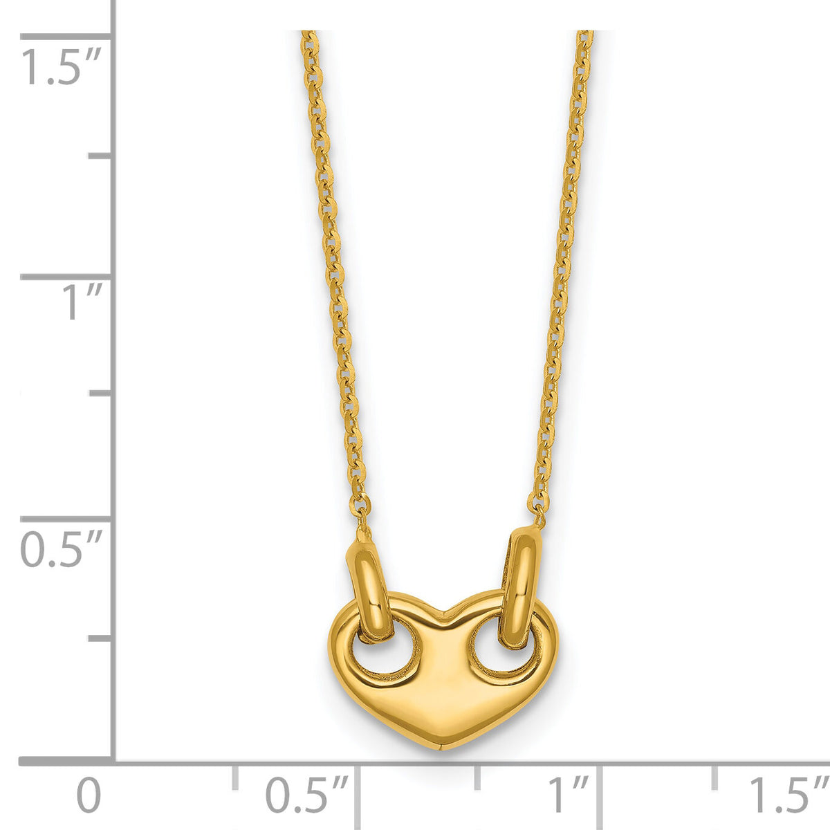 14k Polished Heart 18 inch Necklace-SF3290-18