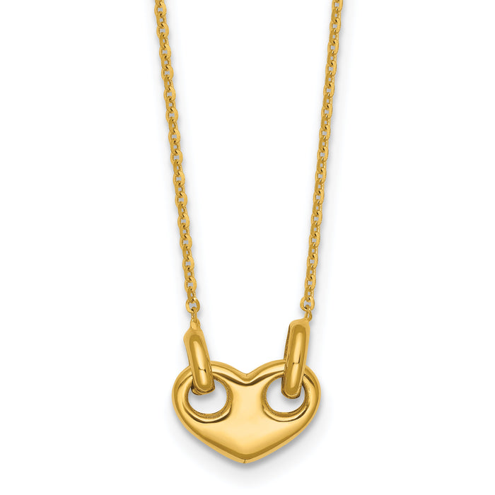 14k Polished Heart 18 inch Necklace-SF3290-18