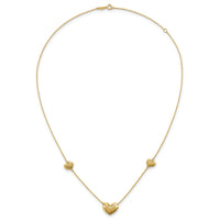 14K Polished and Textured Heart Station 16 w/2in ext. Necklace-SF3291-16