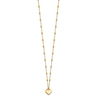 14k Polished Beaded and Heart 16in w/2in ext. Necklace-SF3292-16