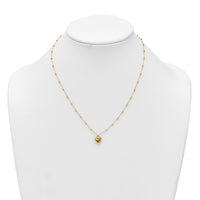 14k Polished Beaded and Heart 16in w/2in ext. Necklace-SF3292-16