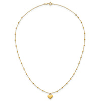 14k Polished Beaded and Heart 16in w/2in ext. Necklace-SF3292-16