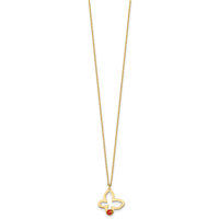 14k Polished Butterfly With Enamel Ladybug w/.75in Ext Children's Necklace-SF3293-15.5