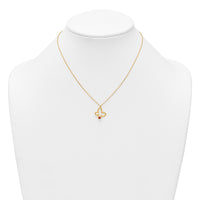 14k Polished Butterfly With Enamel Ladybug w/.75in Ext Children's Necklace-SF3293-15.5
