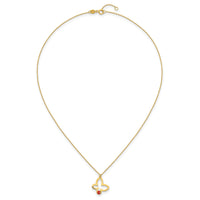 14k Polished Butterfly With Enamel Ladybug w/.75in Ext Children's Necklace-SF3293-15.5