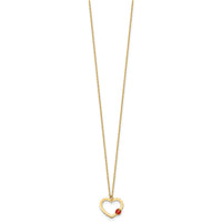 14k Polished Heart With Enamel Ladybug w/.75in Ext Children's Necklace-SF3294-15.5