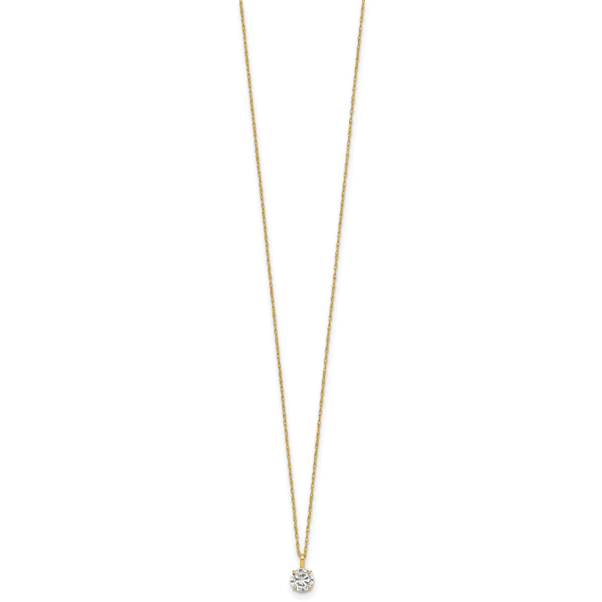 14k Polished 5mm CZ Solitaire 18in Necklace-SF3296-18