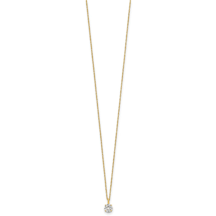 14k Polished 5mm CZ Solitaire 18in Necklace-SF3296-18