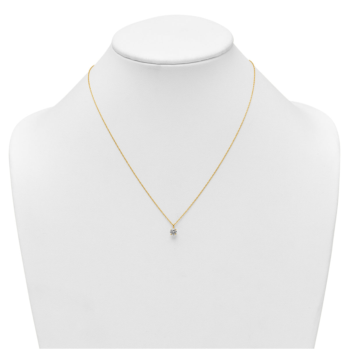 14k Polished 5mm CZ Solitaire 18in Necklace-SF3296-18