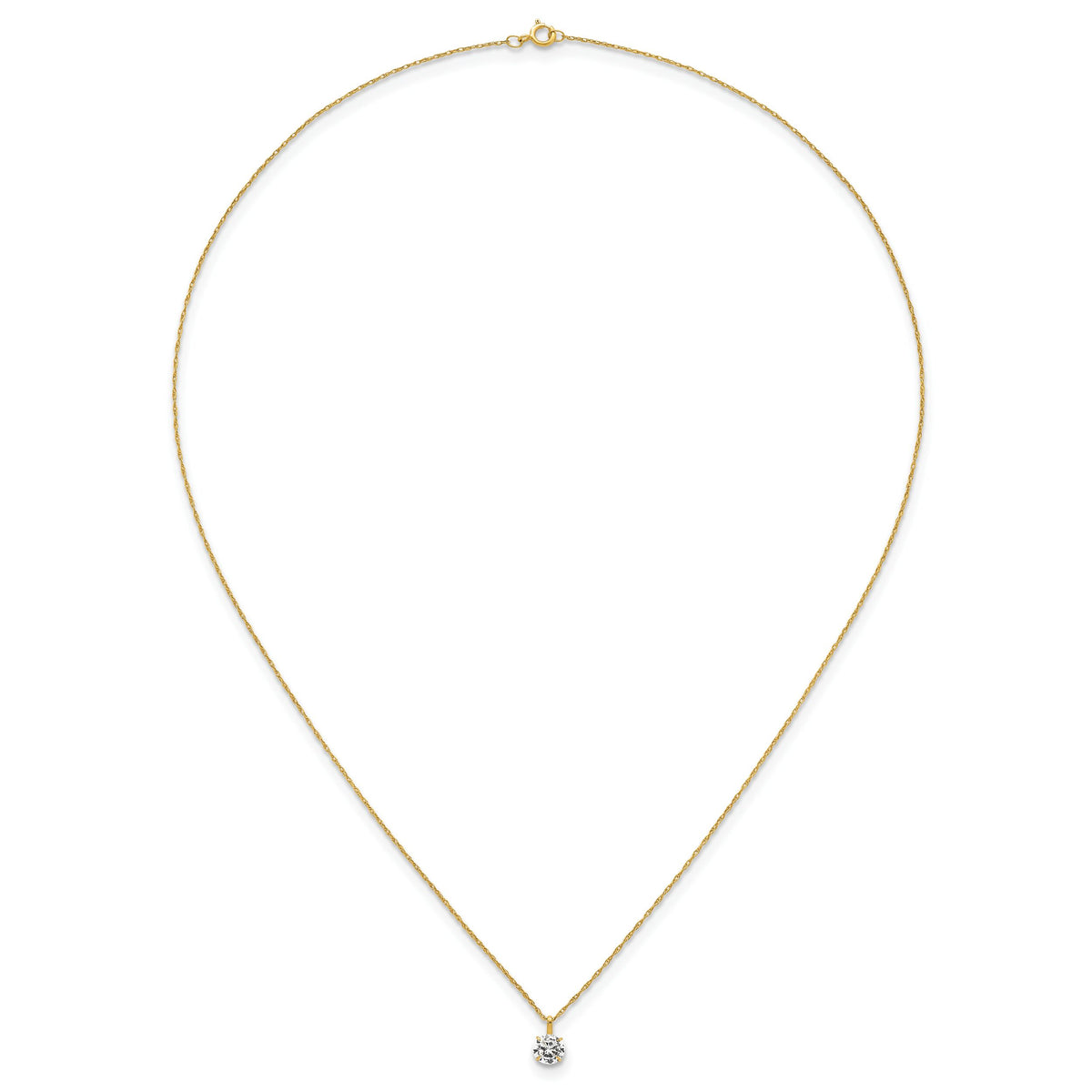 14k Polished 5mm CZ Solitaire 18in Necklace-SF3296-18