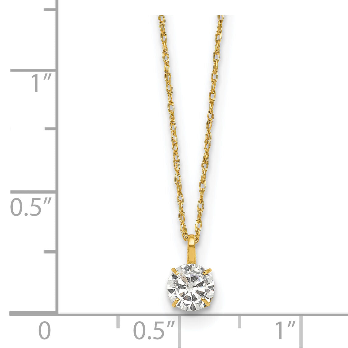 14k Polished 5mm CZ Solitaire 18in Necklace-SF3296-18