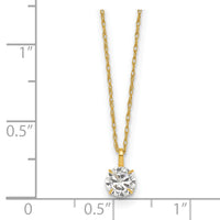 14k Polished 5mm CZ Solitaire 18in Necklace-SF3296-18