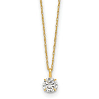 14k Polished 5mm CZ Solitaire 18in Necklace-SF3296-18