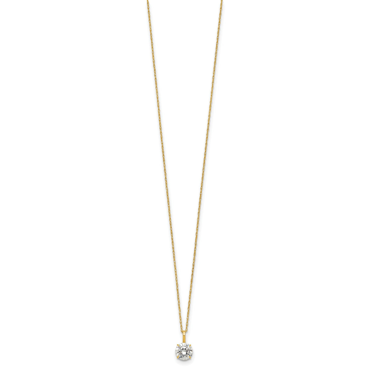 14k Polished 6mm CZ Solitaire 18in Necklace-SF3297-18
