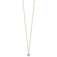 14k Polished 6mm CZ Solitaire 18in Necklace-SF3297-18