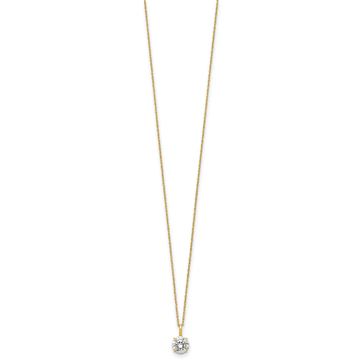 14k Polished 6mm CZ Solitaire 18in Necklace-SF3297-18