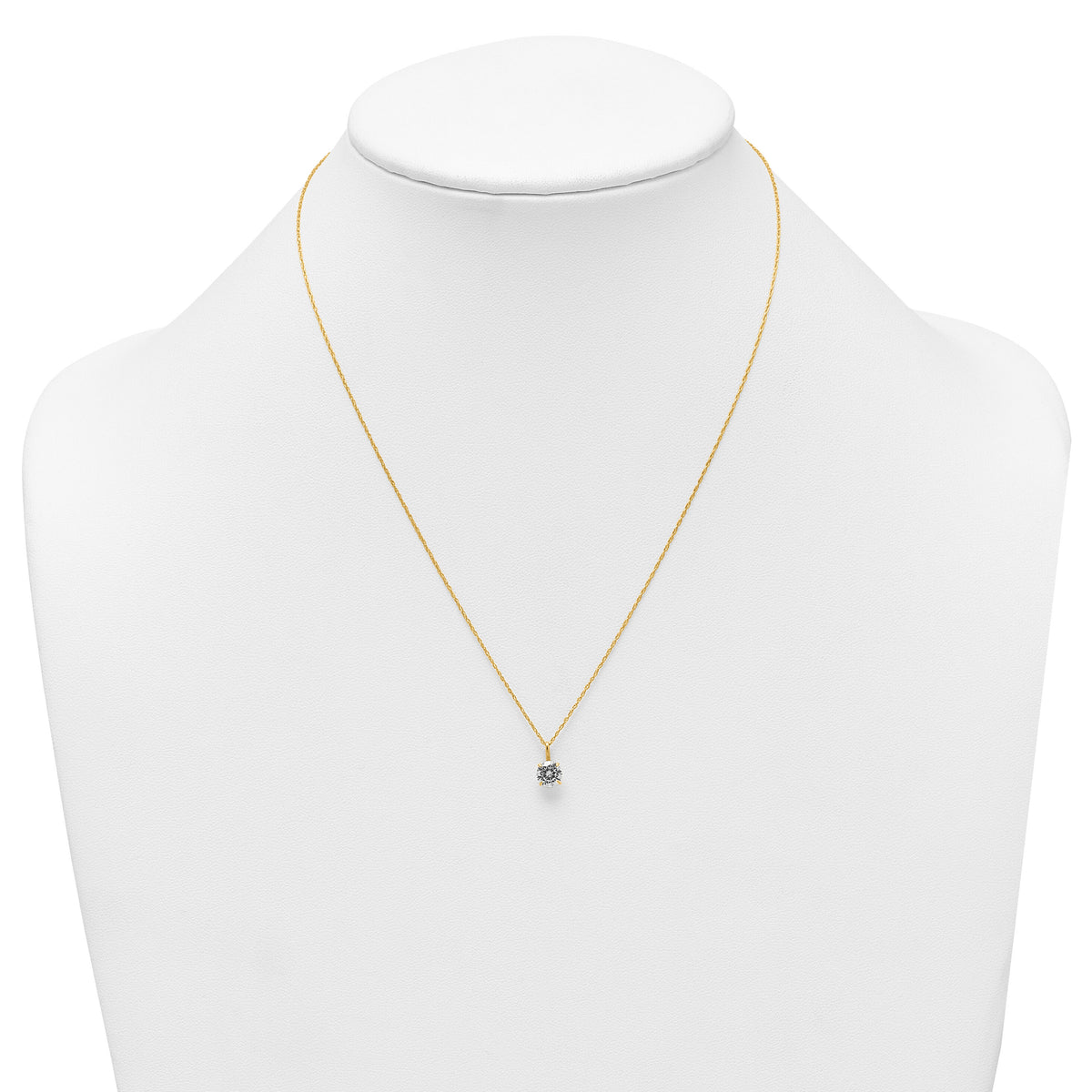 14k Polished 6mm CZ Solitaire 18in Necklace-SF3297-18