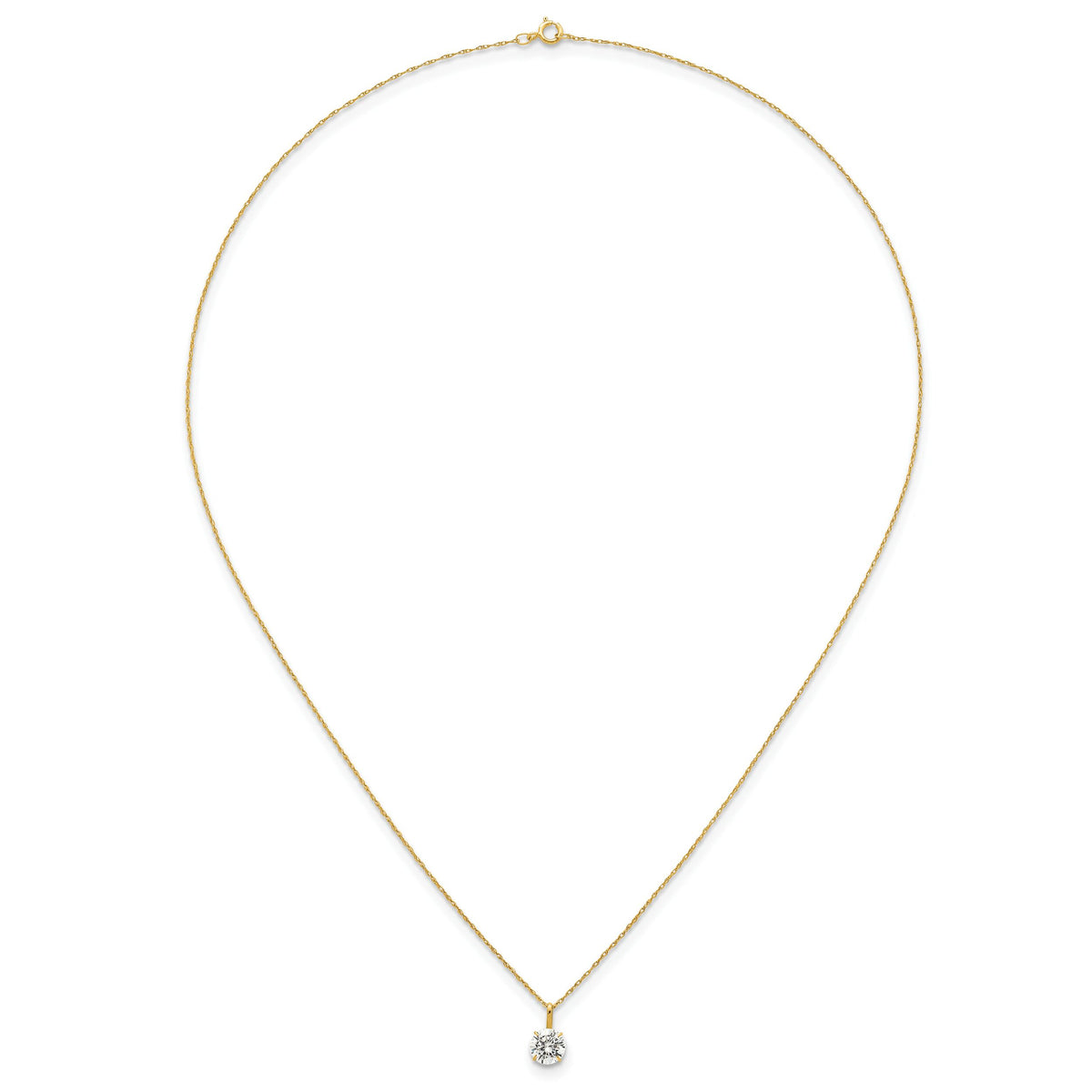 14k Polished 6mm CZ Solitaire 18in Necklace-SF3297-18