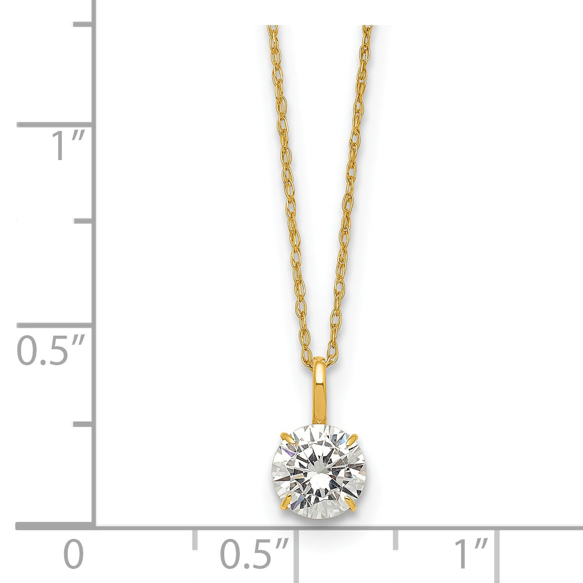 14k Polished 6mm CZ Solitaire 18in Necklace-SF3297-18