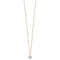 14k Polished 7mm CZ Solitaire 18in Necklace-SF3298-18